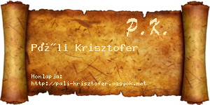 Páli Krisztofer névjegykártya